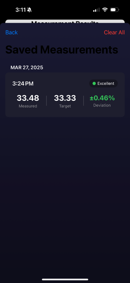 Vinyl Speed saved sessions screen