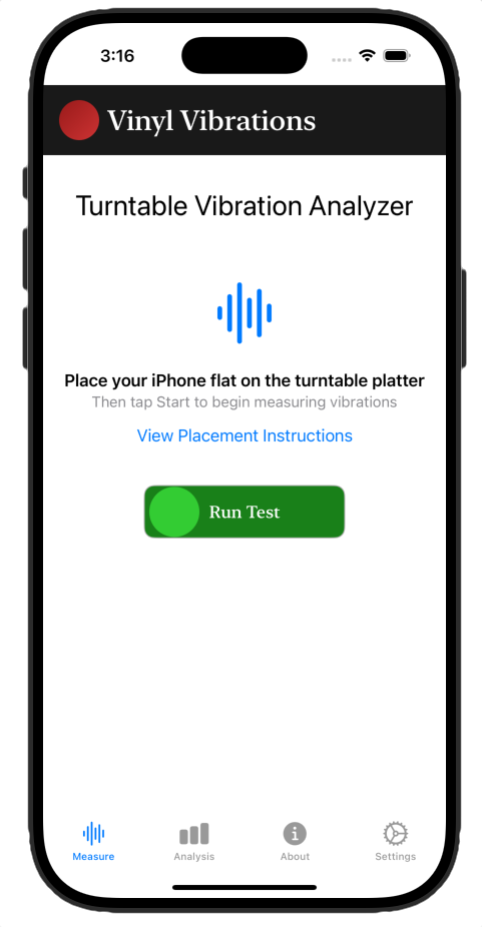 Vinyl Vibrations home screen